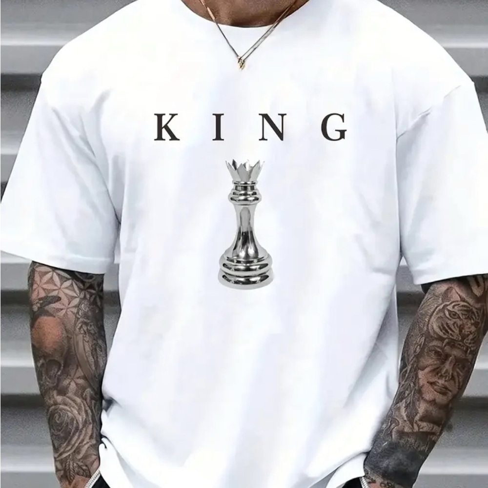 White Chess King Short Sleeve Tee - New - Picture 1 of 4